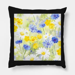 Watercolour English Wildflower Meadow Pillow