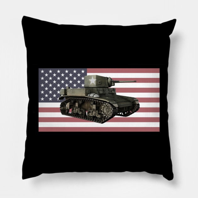 M3 Stuart WW2 Us Army Tank Pillow by Dirty Custard Designs 