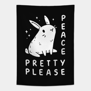 cute bunny rabbit saying peace pretty please Tapestry