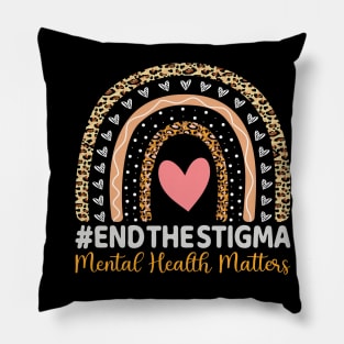 Mental Health Matters Vintage Rainbow Leopard Mental Support Pillow