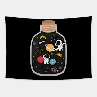 Space In A Bottle Funny Astronauts Tapestry