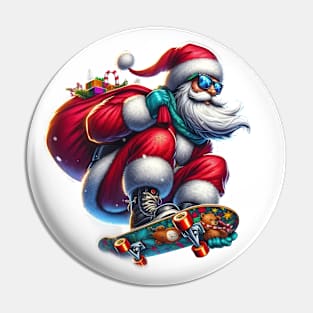 Skateboarder Santa Pin