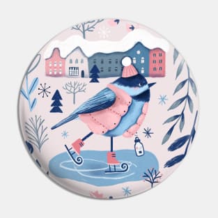 Winter Chickadee bird Pin