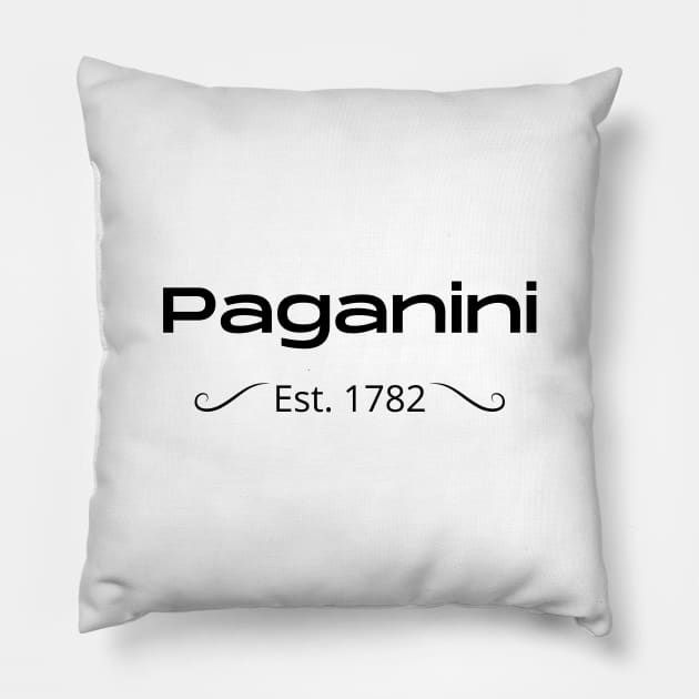 Paganini Est. 1782 Pillow by Rosettemusicandguitar