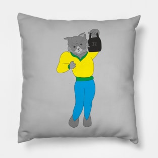 weightlifting cat Pillow