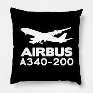 Airbus A340-200 Silhouette Print (White) Pillow