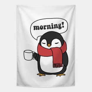 Penguin Drinking Coffee Tapestry