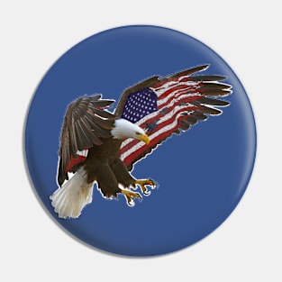 AMERICAN BALD EAGLE FLYING WITH FLAG WINGS Pin