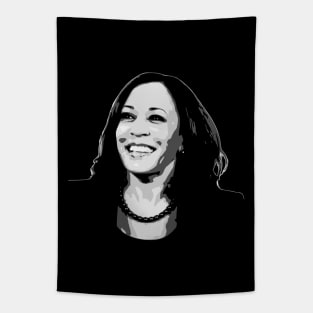 Kamala Harris Black and White Tapestry