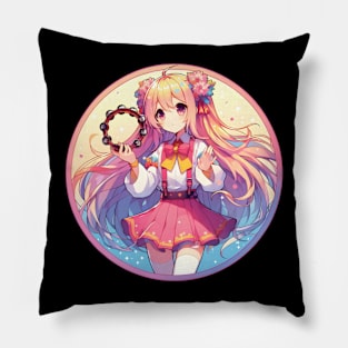 Tambourine anime girl Pillow