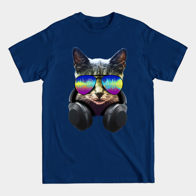 Cat with headphones and cool sun glasses - Cat With Headphones And Sun Glasses - T-Shirt