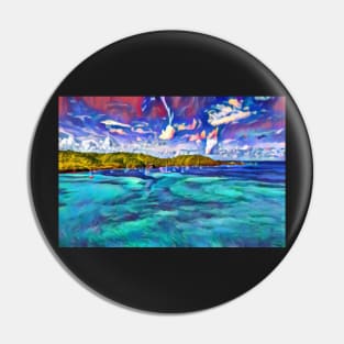 Caribbean Sea with Cotton Candy Clouds Pin