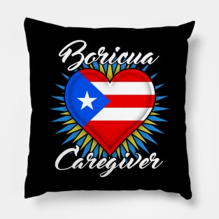 Boricua Caregiver (white font) Pillow