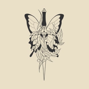 Butterfly Dagger (Line Art) T-Shirt