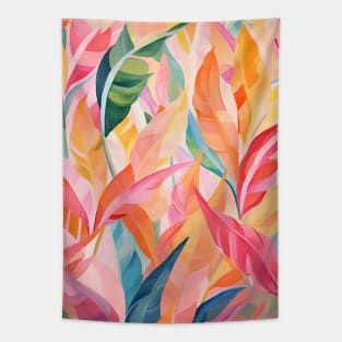 Abstract Rainbow Tropical Leaves Tapestry