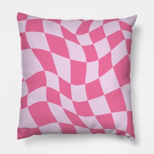 Pretty Pink Checkerboard Warp Pattern Pillow