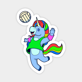 Comic unicorn playing volleyball Magnet