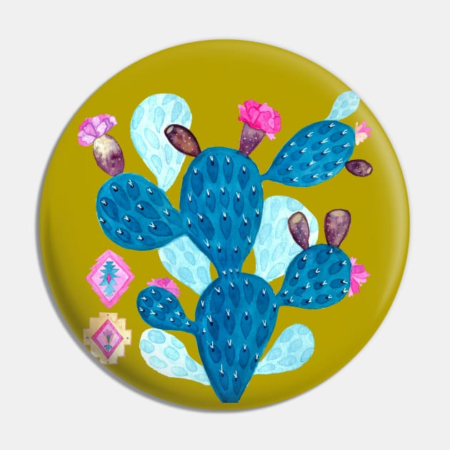 Watercolor Mexican cactus with folk flowers Aztec tiles Pin by Cris Banana