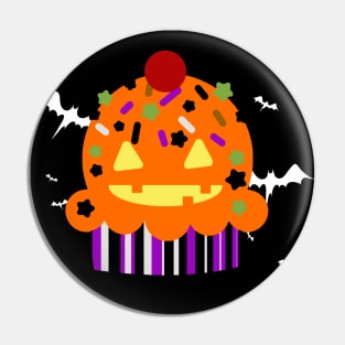 "Happy Halloween" Pumpkin Cupcake Pin