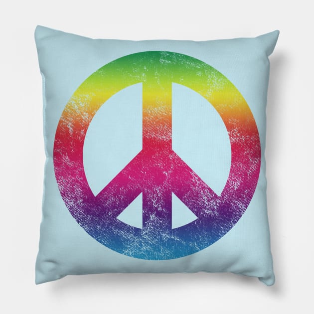 RETRO RAINBOW PEACE SIGN Pillow by BG305
