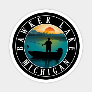 Bawker Lake Fishing Michigan Sunset Magnet