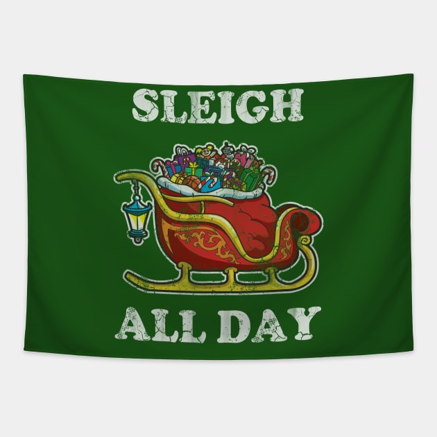 Merry Christmas Sleigh All Day Tapestry by E