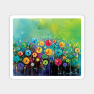 Colorful Wildflowers Floral Splashes of Color Design Magnet