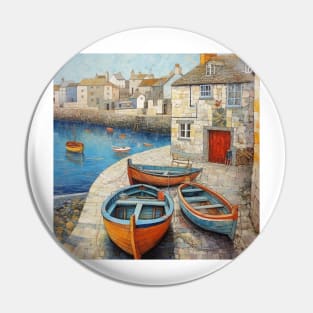 Rowing Boats at Mousehole Harbour, Cornwall Pin