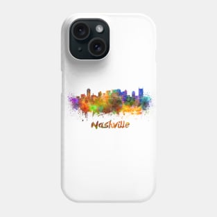 Nashville skyline in watercolor Phone Case