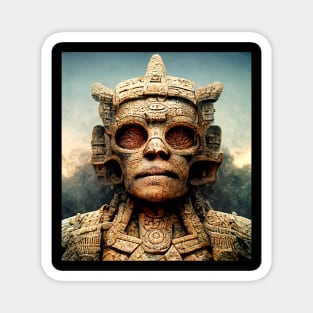 Stone Mayan Warrior God Magnet