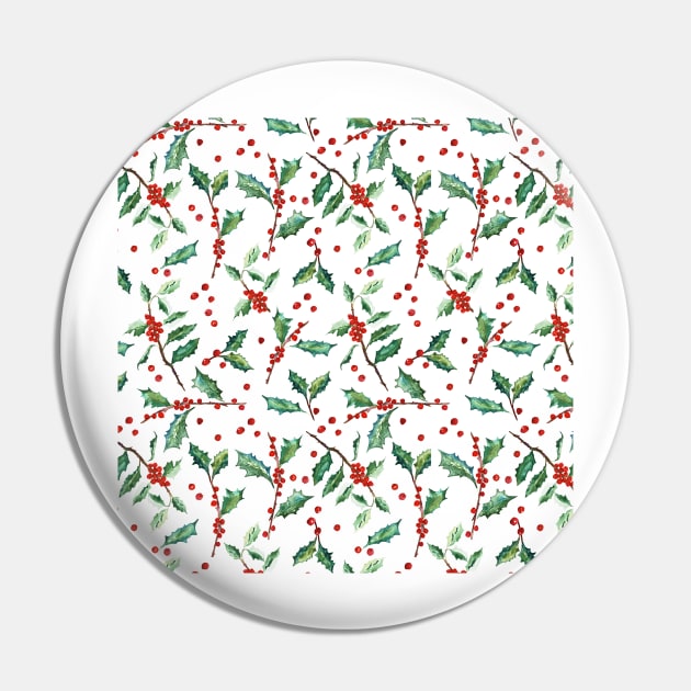 Christmas Holly Pattern Pin by LThomasDesigns