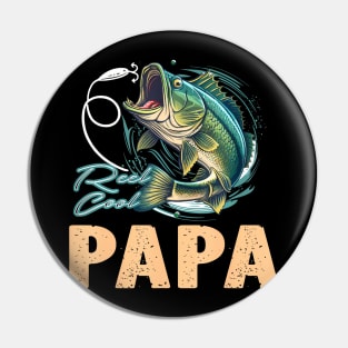 Fathers Day  Fisherman Reel Cool Papa Fishing Pin