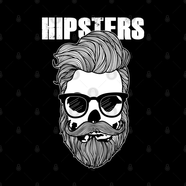 Funny Hipster Skulls 80's Retro Punk Hipster Skull by BoggsNicolas