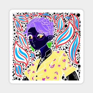 the purple elf in magical space pattern ecopop Magnet