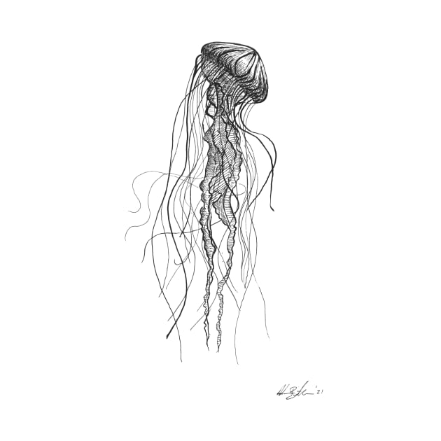 Jellyfish - Original Pen and Ink Artwork by InletGoodsCo