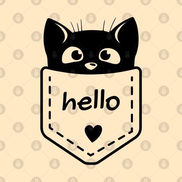 Sweet cute kitten in the pocket saying HELLO / perfect gift for every kid by Yurko_shop