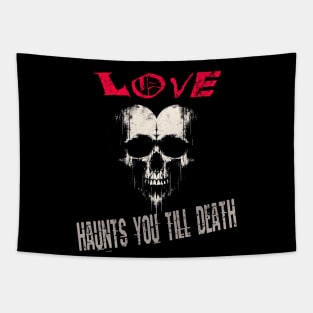 Hauntingly Sweet: A Creepy Grunge Skull Heart Tapestry