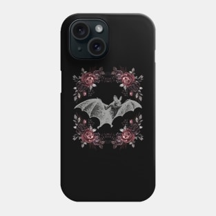 Romantic Gothic Floral Botanical Bat - Gray Phone Case