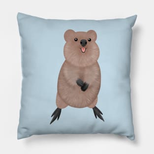 Happy smiling cute quokka cartoon design Pillow