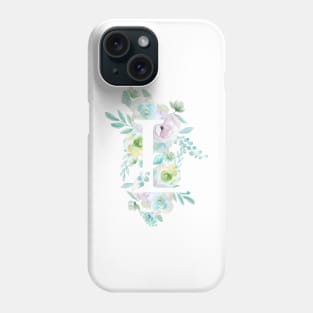 Botanical alphabet L green and purple flowers Phone Case