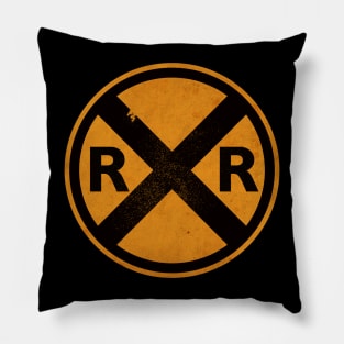 Vintage Railroad Crossing Sign Pillow