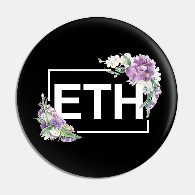 Ethereum Orchid Border White Pin by felixbunny