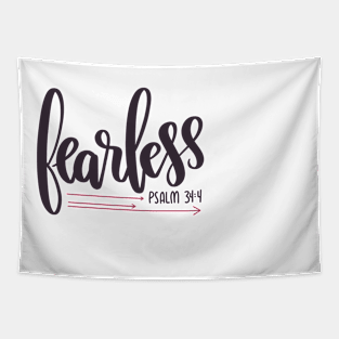 Fearless - Psalm 34:4 - handlettered modern calligraphy Tapestry