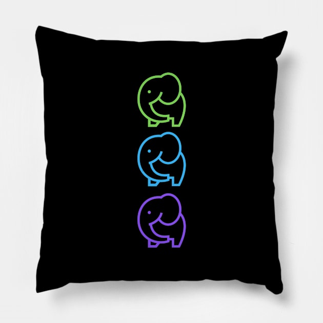 Blue Green Purple Rainbow Elephant Pet Animals Nature Funny Happy Sarcastic Cute Inspirational Spiritual Birthday Gift Pillow by EpsilonEridani