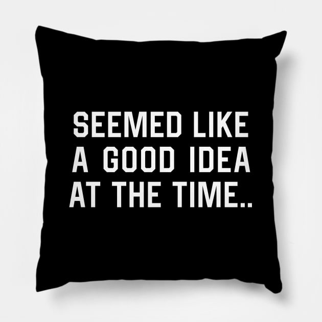 Seemed like a good idea at the time.. Pillow by CreativeShirt
