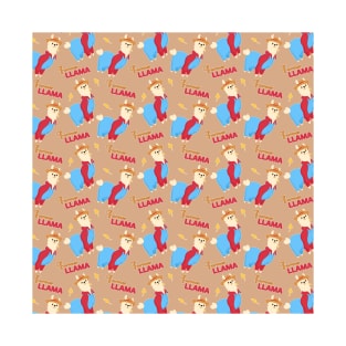 Farmer Llama Tan Pattern T-Shirt