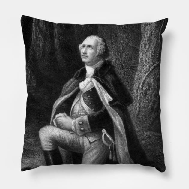 General Washington Praying At Valley Forge Pillow by warishellstore