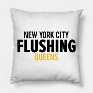 Flushing Queens Logo - A Minimalist Ode to Borough's Vibrant Heart Pillow