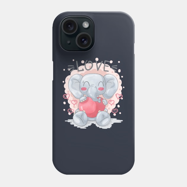 elephant love cartoon Phone Case by Mako Design 