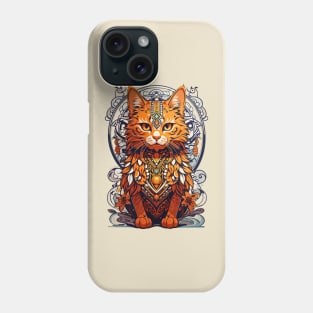 Orange kitten retro vintage boho design Phone Case